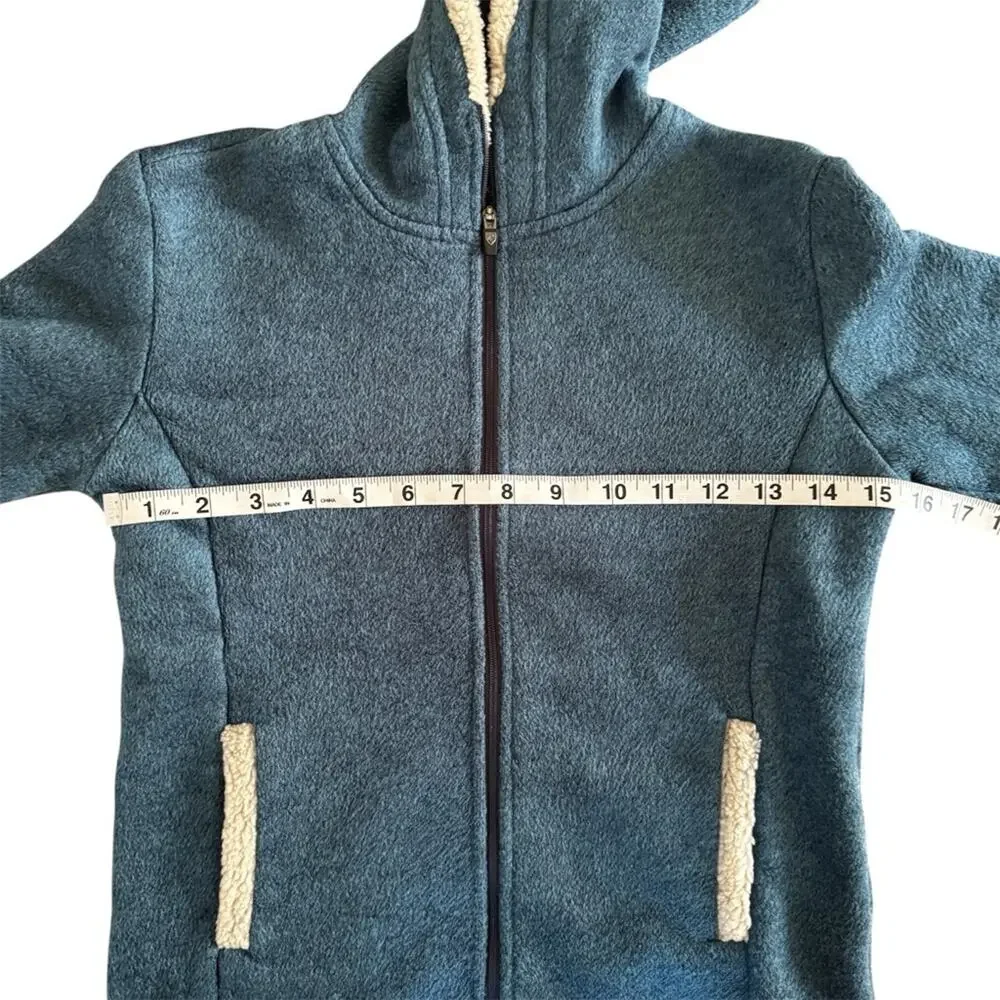 Kuhl Girls Apres Hooded Fleece Jacket Cozy Storm Blue Size L (12)